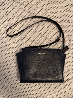 Kate Spade navy Hayden pebble leather crossbody bag with gold logo